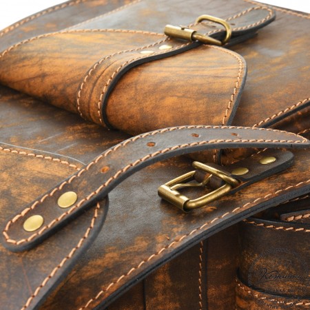 Мужской кожаный рюкзак "Байкер" (рыжее старение)